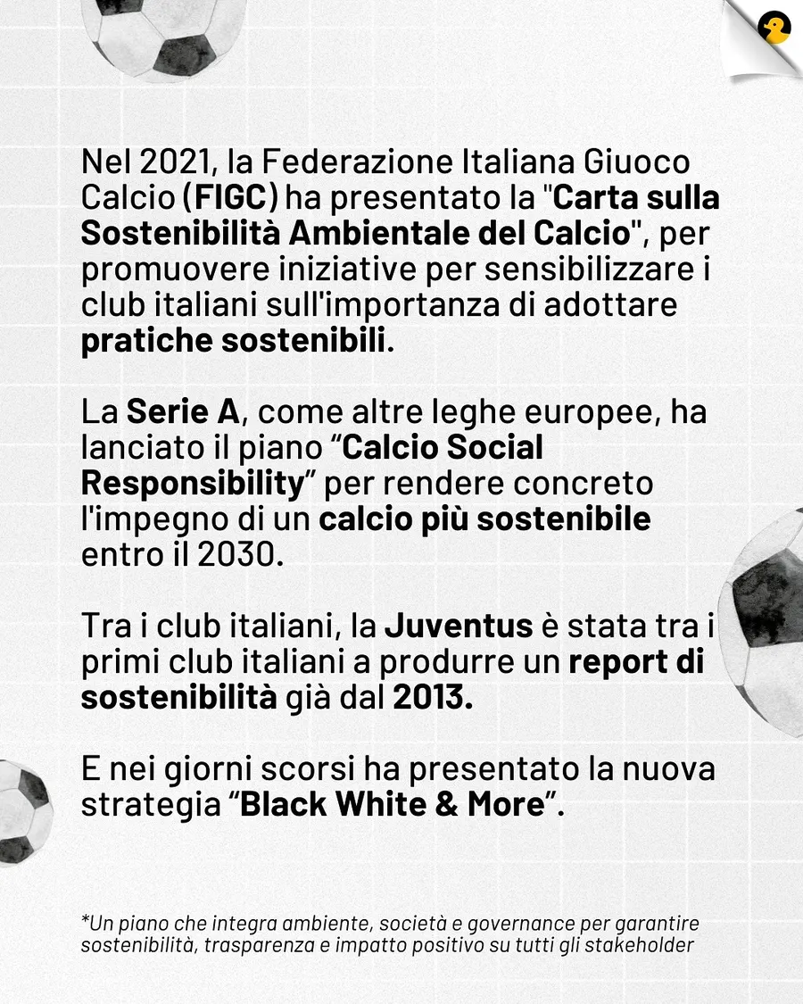 Juventus: Black, White & More: il report di sostenibilità, contenuto 3