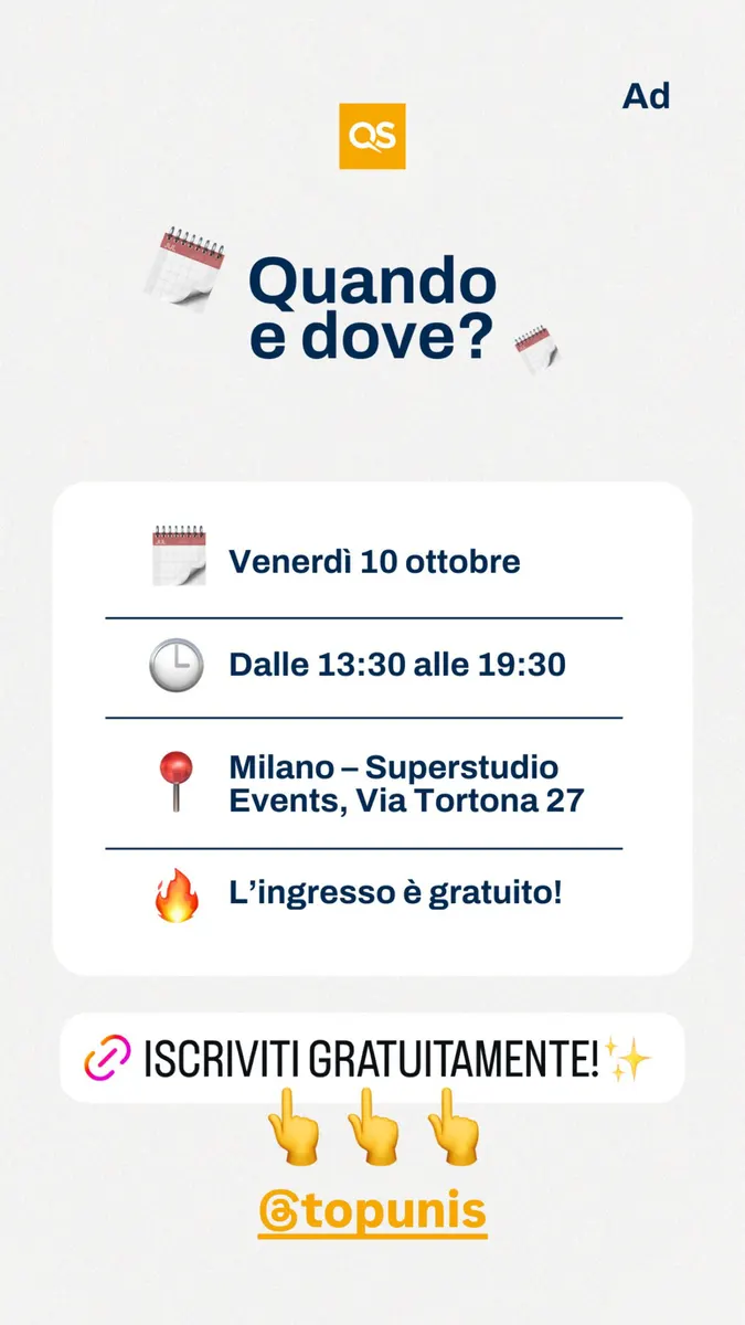 QS Quacquarelli Symonds: Il QS Salone dei Master a Milano, Venezia e Roma, contenuto 2